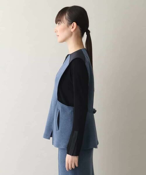HIROKO KOSHINO / ヒロココシノ ベスト | デニム風ダンボールニットベスト/洗える | 詳細1