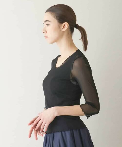 HIROKO KOSHINO / ヒロココシノ カットソー | チュールシアートップ/日本製/洗える | 詳細1