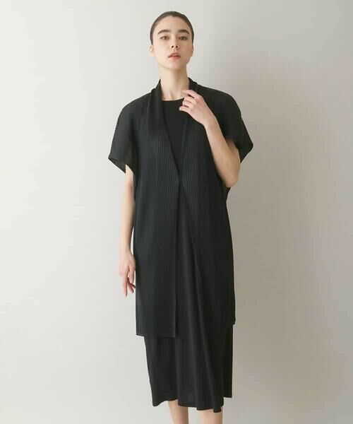 HIROKO KOSHINO / ヒロココシノ ベスト | 立体プリーツデザインジレ/洗える | 詳細1