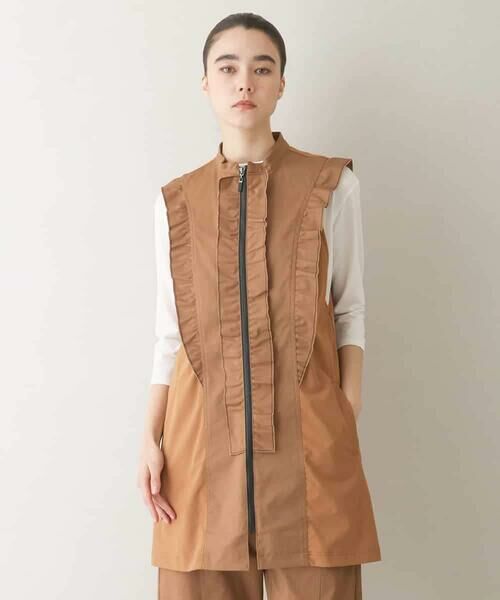 HIROKO KOSHINO / ヒロココシノ ベスト | フリルデザインロングベスト/洗える | 詳細1