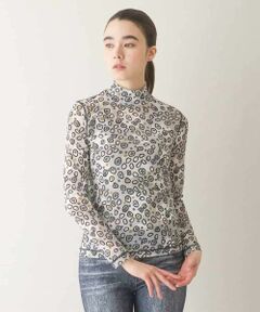HIROKO KOSHINOレディース　ホワイト葉刺繍ニットトップス サイズ40 HIROKO KOSHINOレディースホワイト葉刺繍ニットトップス サイズ40