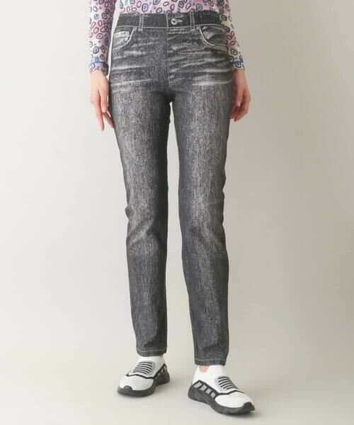 HIROKO KOSHINO / ヒロココシノ チノ・ワークパンツ | 3Dデニムプリントストレッチパンツ/日本製/洗濯機で洗える(ブラック)