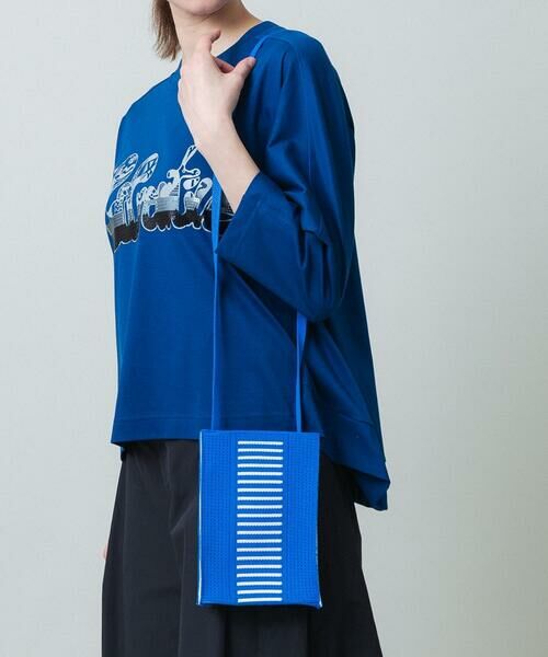 HIROKO KOSHINO/ヒロココシノ ボーダーニットポシェット ブルー M HIROKO KOSHINO/ヒロココシノ ボーダーニットポシェット ブルー M