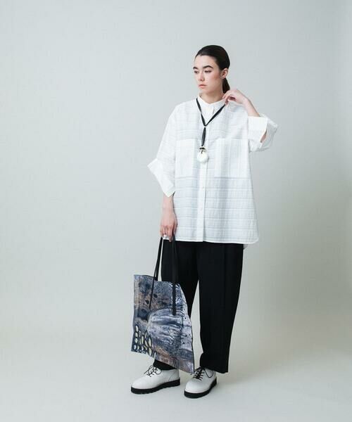 HIROKO KOSHINO / ヒロココシノ シャツ・ブラウス | ボーダージャカードシルエットシャツ/日本製/洗える | 詳細10