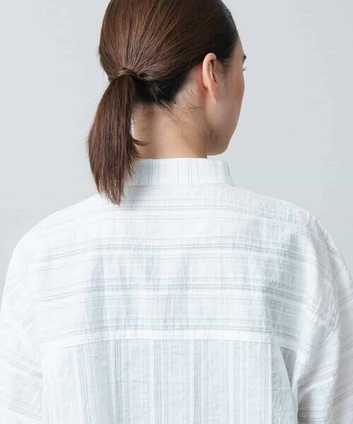 HIROKO KOSHINO / ヒロココシノ シャツ・ブラウス | ボーダージャカードシルエットシャツ/日本製/洗える | 詳細3
