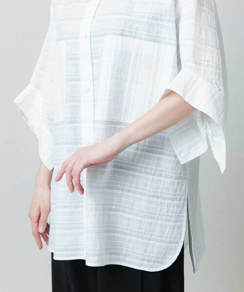HIROKO KOSHINO / ヒロココシノ シャツ・ブラウス | ボーダージャカードシルエットシャツ/日本製/洗える | 詳細5