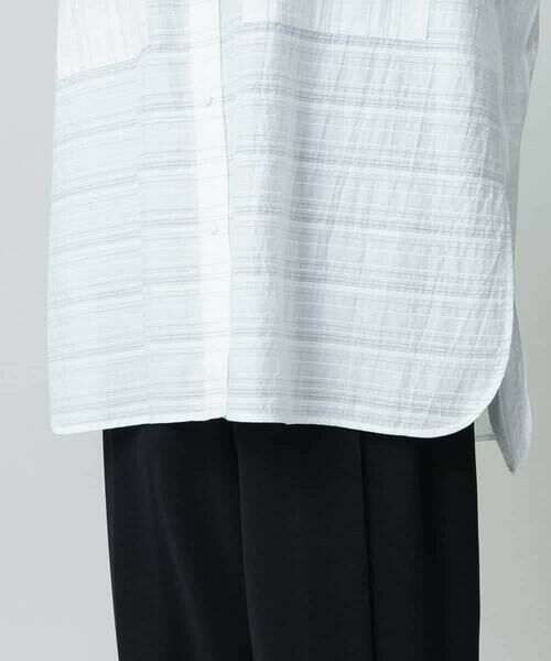 HIROKO KOSHINO / ヒロココシノ シャツ・ブラウス | ボーダージャカードシルエットシャツ/日本製/洗える | 詳細6