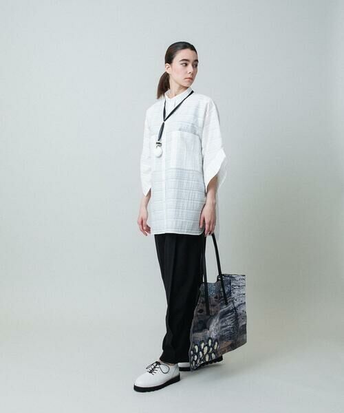 HIROKO KOSHINO / ヒロココシノ シャツ・ブラウス | ボーダージャカードシルエットシャツ/日本製/洗える | 詳細8