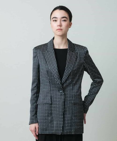 HIROKO KOSHINO / ヒロココシノ テーラードジャケット | スクエアドットサテンジャケット/日本製 | 詳細1