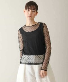 HIROKO KOSHINO / ヒロココシノ カットソー | ドットチュールインナーカットソー /日本製/洗える