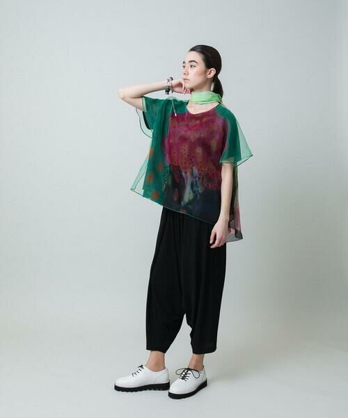 HIROKO KOSHINO / ヒロココシノ カットソー | オーガンジーフラワーレイヤードトップ /日本製/洗える | 詳細10