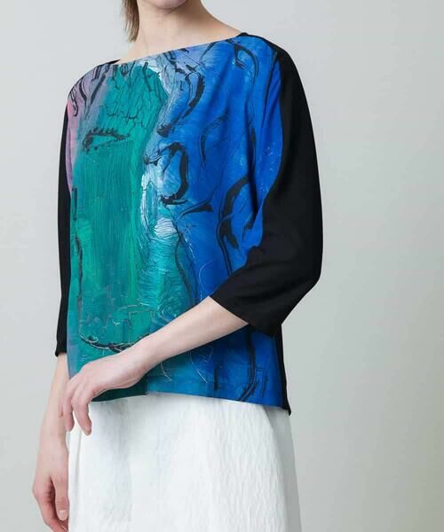 HIROKO KOSHINO / ヒロココシノ カットソー | 絵画フェイスプリントカットソー /日本製/洗える | 詳細5