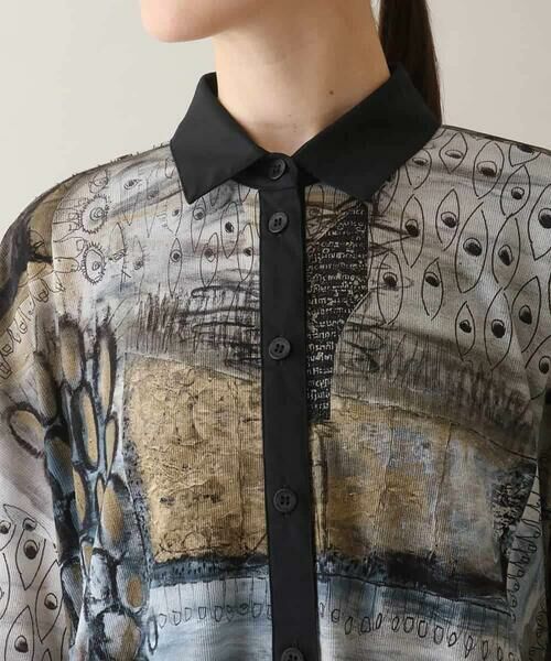 HIROKO KOSHINO / ヒロココシノ チュニック | アートプリント襟付きチュニック /日本製/洗える | 詳細3