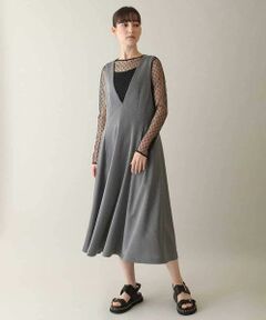 HIROKO KOSHINO / ヒロココシノ ロング・マキシ丈スカート | ストライプジャージージャンパースカート /日本製/洗える