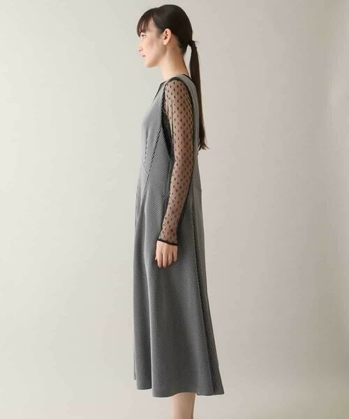 HIROKO KOSHINO / ヒロココシノ ロング・マキシ丈スカート | ストライプジャージージャンパースカート /日本製/洗える | 詳細2