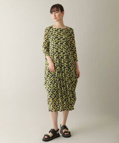 HIROKO KOSHINO / ヒロココシノ ロング・マキシ丈ワンピース | 幾何プリントチュールジャージーワンピース /日本製/洗える