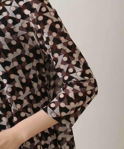 HIROKO KOSHINO / ヒロココシノ ロング・マキシ丈ワンピース | 幾何プリントチュールジャージーワンピース /日本製/洗える | 詳細7