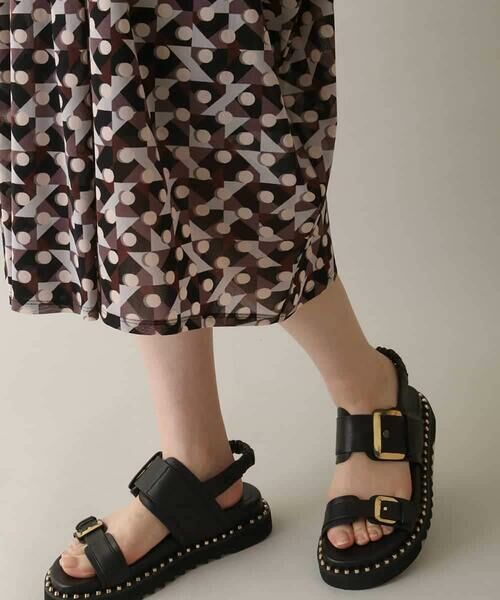 HIROKO KOSHINO / ヒロココシノ ロング・マキシ丈ワンピース | 幾何プリントチュールジャージーワンピース /日本製/洗える | 詳細9