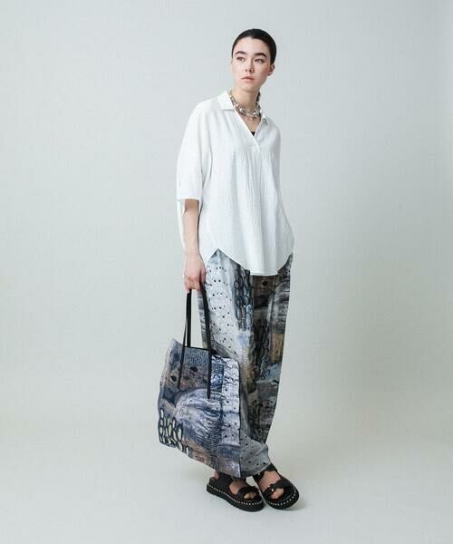 HIROKO KOSHINO / ヒロココシノ チノ・ワークパンツ | アートプリントジャージーパンツ /日本製/洗える | 詳細8