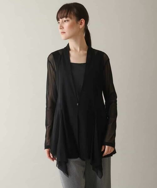 HIROKO KOSHINO / ヒロココシノ テーラードジャケット | ドレープチュールデザインジャケット/日本製/洗える | 詳細1