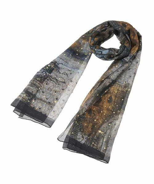 HIROKO KOSHINO / ヒロココシノ マフラー・ショール・スヌード・ストール | アートプリントシースルーストール | 詳細6