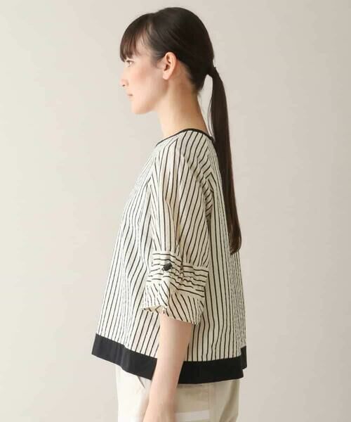 HIROKO KOSHINO / ヒロココシノ シャツ・ブラウス | ドロストスリーブストライプブラウス /洗える | 詳細1
