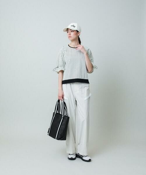 HIROKO KOSHINO / ヒロココシノ シャツ・ブラウス | ドロストスリーブストライプブラウス /洗える | 詳細11