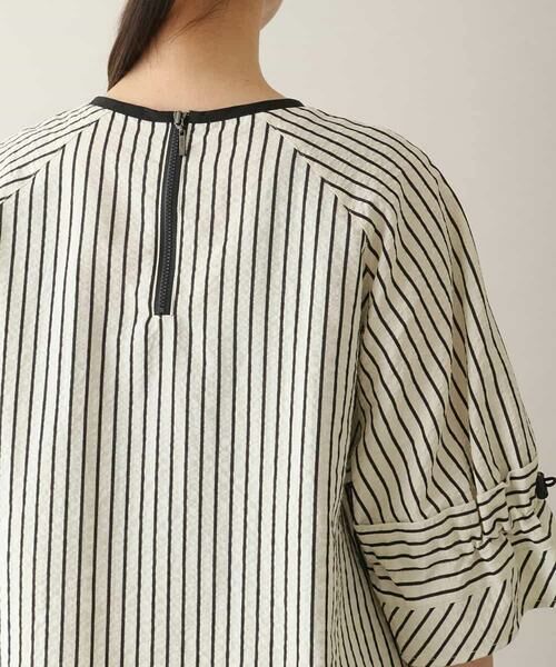 HIROKO KOSHINO / ヒロココシノ シャツ・ブラウス | ドロストスリーブストライプブラウス /洗える | 詳細5