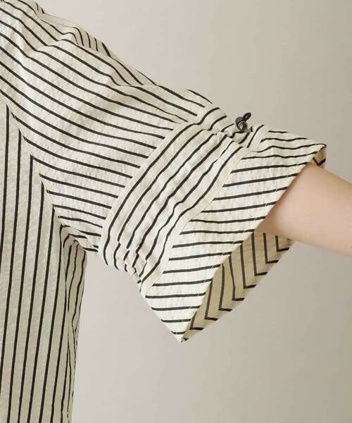 HIROKO KOSHINO / ヒロココシノ シャツ・ブラウス | ドロストスリーブストライプブラウス /洗える | 詳細6