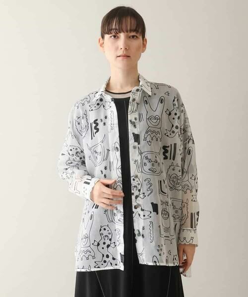 HIROKO KOSHINO / ヒロココシノ シャツ・ブラウス | モチーフ総柄プリントシャツブラウス/洗濯機で洗える | 詳細1