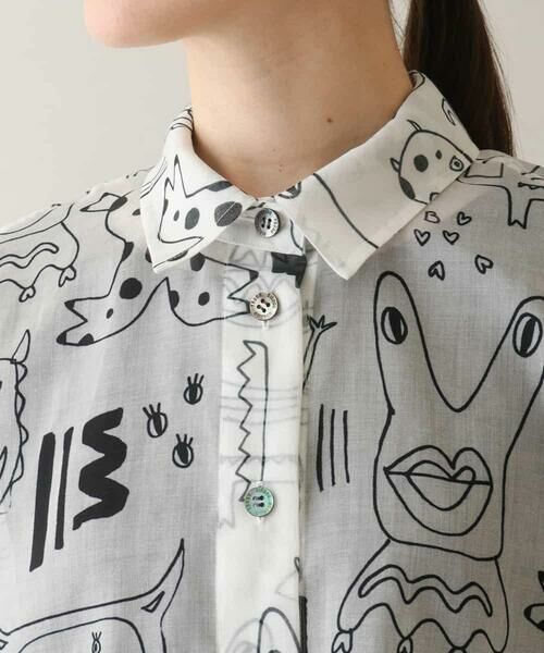 HIROKO KOSHINO / ヒロココシノ シャツ・ブラウス | モチーフ総柄プリントシャツブラウス/洗濯機で洗える | 詳細4