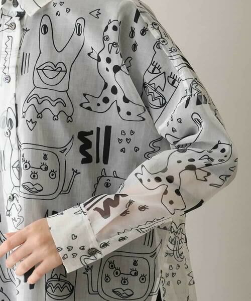 HIROKO KOSHINO / ヒロココシノ シャツ・ブラウス | モチーフ総柄プリントシャツブラウス/洗濯機で洗える | 詳細6
