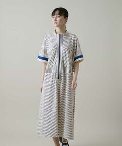 HIROKO KOSHINO / ヒロココシノ ロング・マキシ丈ワンピース | ウエストドロストストライプワンピース /洗える