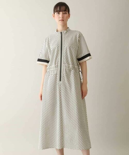 HIROKO KOSHINO / ヒロココシノ ロング・マキシ丈ワンピース | ウエストドロストストライプワンピース /洗える | 詳細4