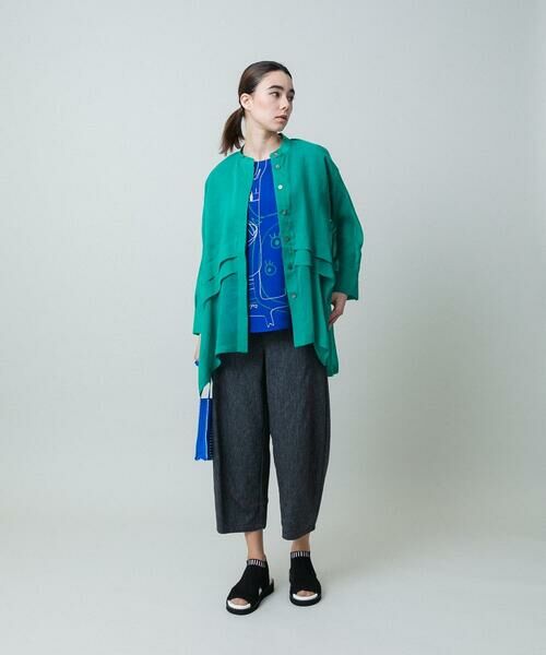 OVERSIZD BORDER POLO KNIT COLLAB WITH rurumu: / BLACK × DARK