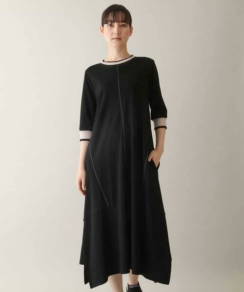HIROKO KOSHINO / ヒロココシノ ロング・マキシ丈ワンピース | シアーラインリブアクセントワンピース /日本製/洗える | 詳細2