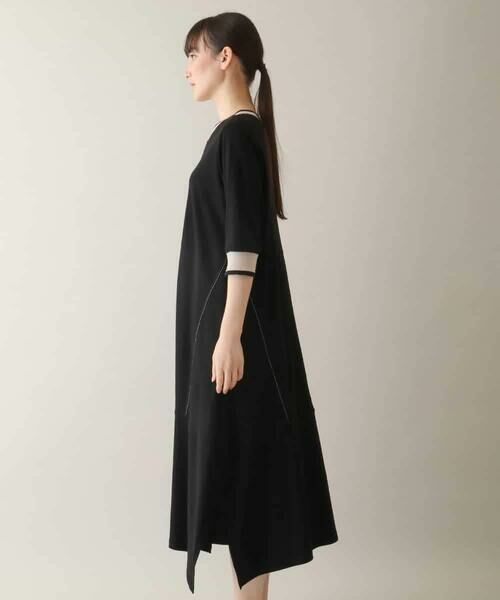 HIROKO KOSHINO / ヒロココシノ ロング・マキシ丈ワンピース | シアーラインリブアクセントワンピース /日本製/洗える | 詳細3