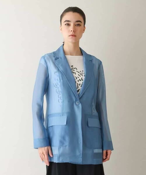 HIROKO KOSHINO / ヒロココシノ テーラードジャケット | 配色ステッチシアーテーラードジャケット /日本製 | 詳細1