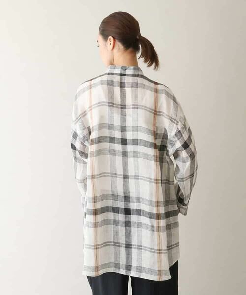 HIROKO KOSHINO / ヒロココシノ シャツ・ブラウス | 先染めチェックバンドカラーリネンシャツ /日本製 | 詳細3