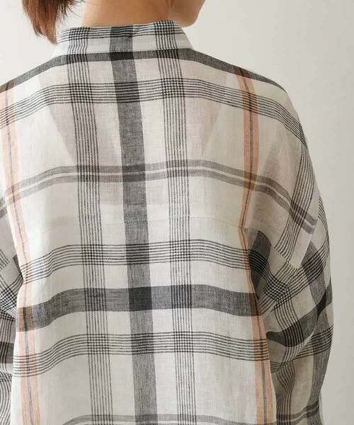 HIROKO KOSHINO / ヒロココシノ シャツ・ブラウス | 先染めチェックバンドカラーリネンシャツ /日本製 | 詳細5