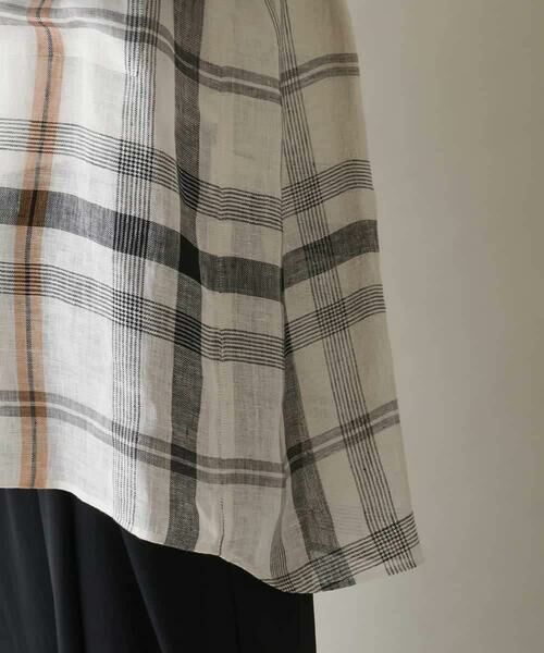 HIROKO KOSHINO / ヒロココシノ シャツ・ブラウス | 先染めチェックバンドカラーリネンシャツ /日本製 | 詳細7