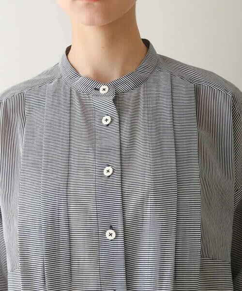 HIROKO KOSHINO / ヒロココシノ シャツ・ブラウス | 切り替えフレア先染めボーダーシャツ /日本製 | 詳細4