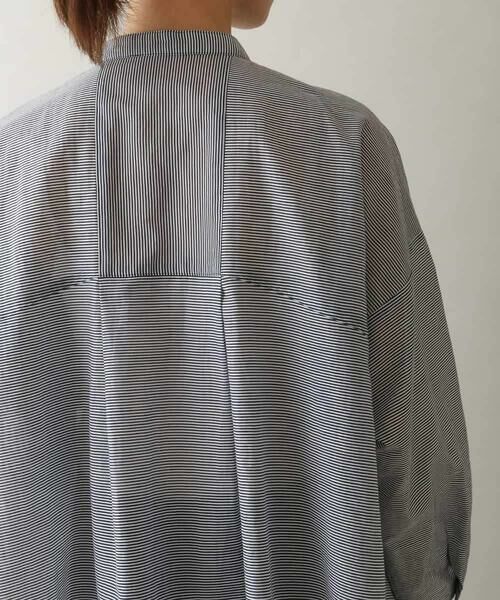 HIROKO KOSHINO / ヒロココシノ シャツ・ブラウス | 切り替えフレア先染めボーダーシャツ /日本製 | 詳細5