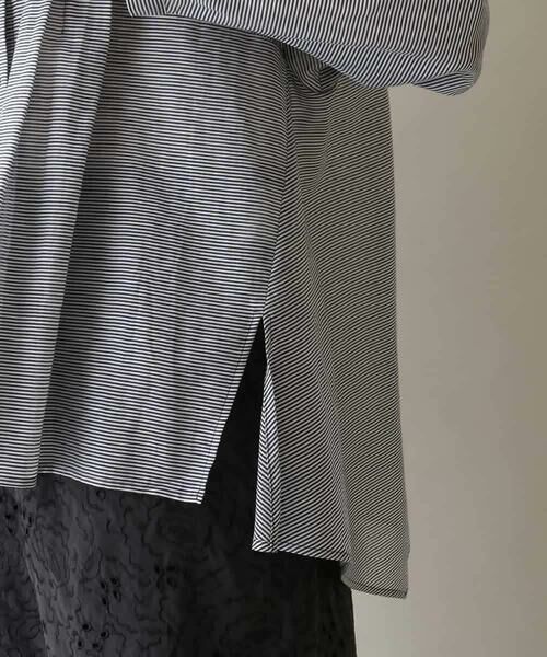 HIROKO KOSHINO / ヒロココシノ シャツ・ブラウス | 切り替えフレア先染めボーダーシャツ /日本製 | 詳細7