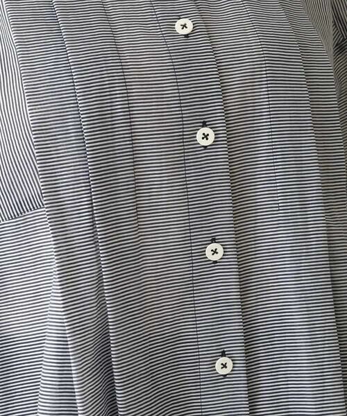 HIROKO KOSHINO / ヒロココシノ シャツ・ブラウス | 切り替えフレア先染めボーダーシャツ /日本製 | 詳細8