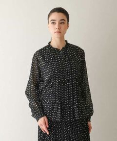 HIROKO KOSHINO / ヒロココシノ シャツ・ブラウス | 楊柳シフォンロゴデザインブラウス /日本製/洗える