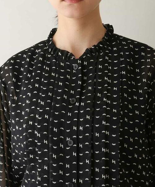 HIROKO KOSHINO / ヒロココシノ シャツ・ブラウス | 楊柳シフォンロゴデザインブラウス /日本製/洗える | 詳細2