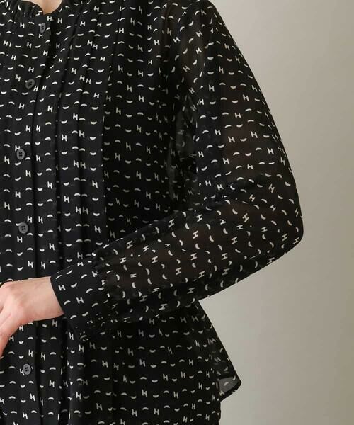 HIROKO KOSHINO / ヒロココシノ シャツ・ブラウス | 楊柳シフォンロゴデザインブラウス /日本製/洗える | 詳細4