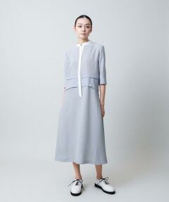 HIROKO KOSHINO / ヒロココシノ ロング・マキシ丈ワンピース | 切り替えデザインストライプワンピース /日本製