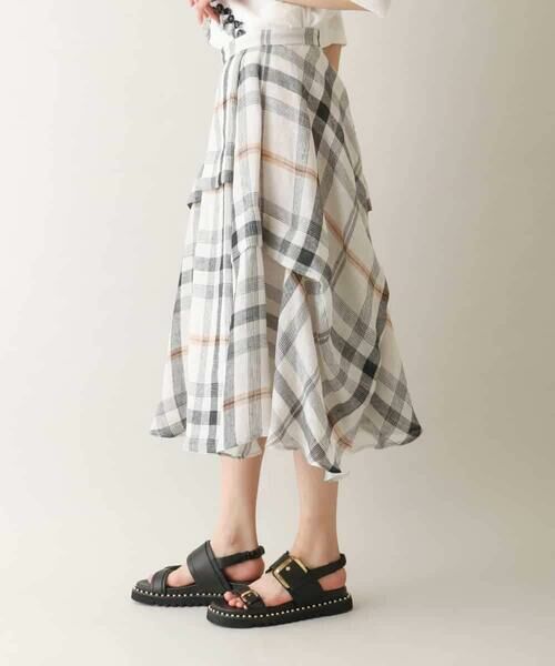 HIROKO KOSHINO / ヒロココシノ ロング・マキシ丈スカート | 先染めチェックリネンスカート /日本製 | 詳細1